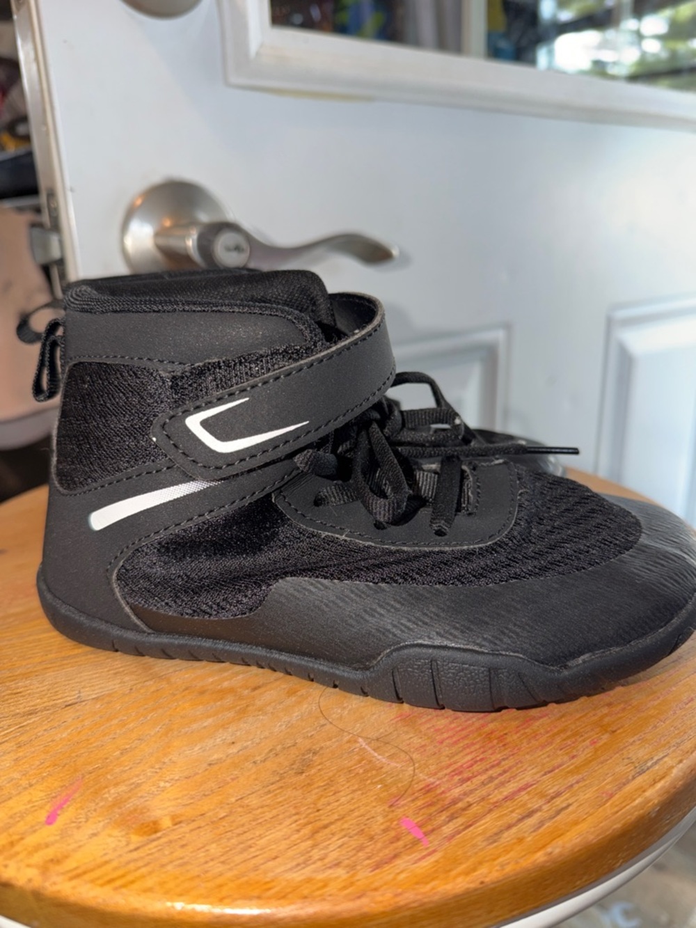 Youth Black High-Top Velcro & Lace Sneakers